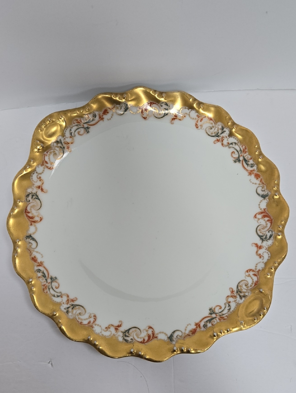 Limoges Gold-Trim Porcelain Decorative Dinner Plate 7 Pointed Star Stamp France